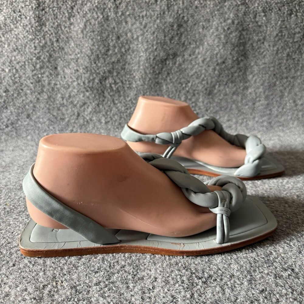 Zara Braided Slide Sandals Green Faux Leather Slip-On Women’s US 10 EU 41 - Picture 4 of 9